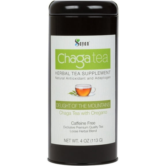 Sayan Herbal Tea Siberian Chaga Mushroom Loose Tea W/Oregano, 4 oz Black - Mix of Raw and Extract Chaga