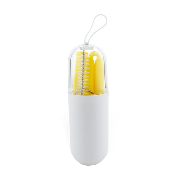 GAXIRE 1Set Reusable Silicone Straws Set Portable Yellow Straw with Cleaning Brush for Drinking