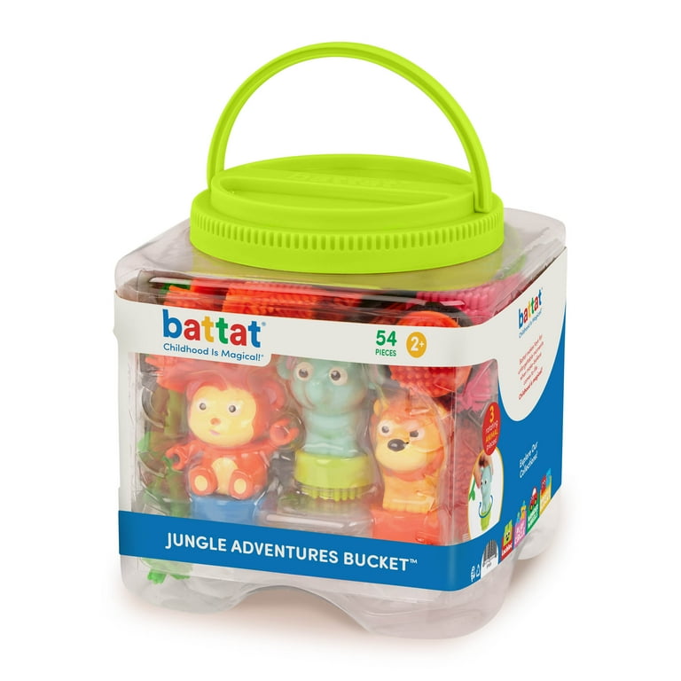 Battat Bristle Blocks Jungle Adventures 54 Plastic Sensory Blocks Toddler and Preschool Toys