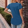 thumbnail image 5 of Women's Dressy Tops with Pleats Crew Neck Flutter Short Sleeves Summer Casual T-shirts Flowy Tees Blouses (2XL, Blue), 5 of 7