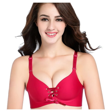 

iOPQO lingerie for women Women Fashion Seamless Bras Lingerie 3/4 Cup Underwear Comfortable Brassier Red 95B
