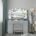 thumbnail image 6 of USIKEY Women Modern Large Vanity Set with Lighted Mirror and Storage Cabinets Table Set, Gray, 6 of 10