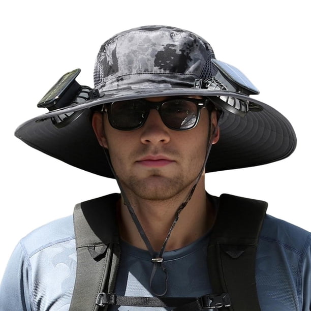 Wartleves Sombrero solar recargable con ventilador solar para pesca, protector solar anti-UV y ODOF