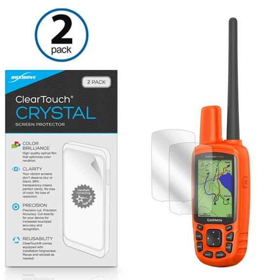Garmin Astro 430 Screen Protector, BoxWave® [ClearTouch Crystal (2-Pack)] HD Film Skin - Shields From Scratches for Garmin Astro 430