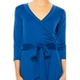 thumbnail image 4 of Moa Collection Women's Solid Wrap Dress – 3/4 Sleeve V-Neck with Waist Tie, 4 of 6