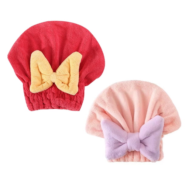 Gorro absorbente para secar el cabello, toalla de microfibra de secado rápido, gorro de ducha, turbante para secar el cabello mojado con lazo para mujeres y niñas.