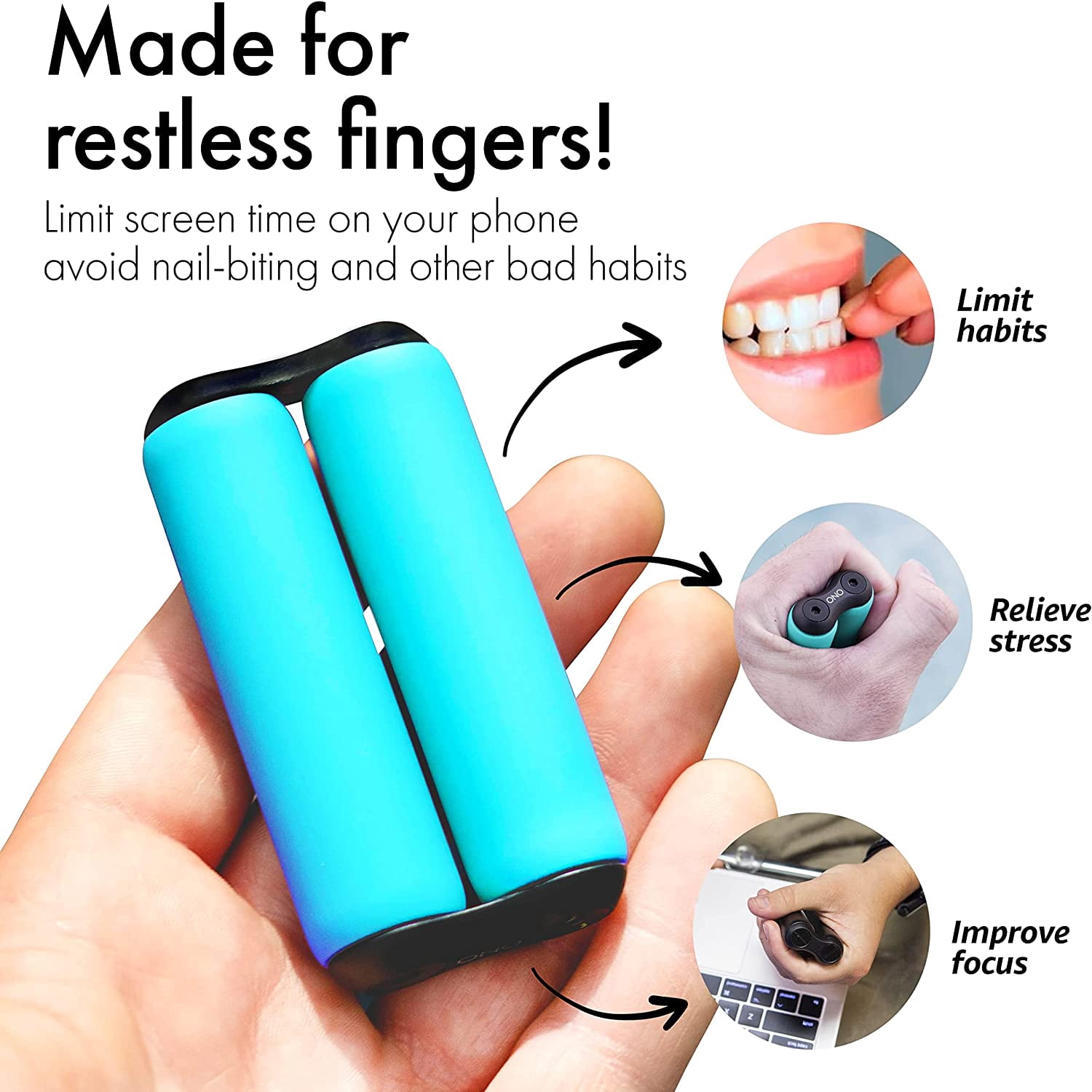 Teal ABS Junior ONO Roller - Handheld Fidget Toy for Adults | Help Relieve Stress, Anxiety, Tension | Promotes Focus, Clarity | Compact, Portable Design