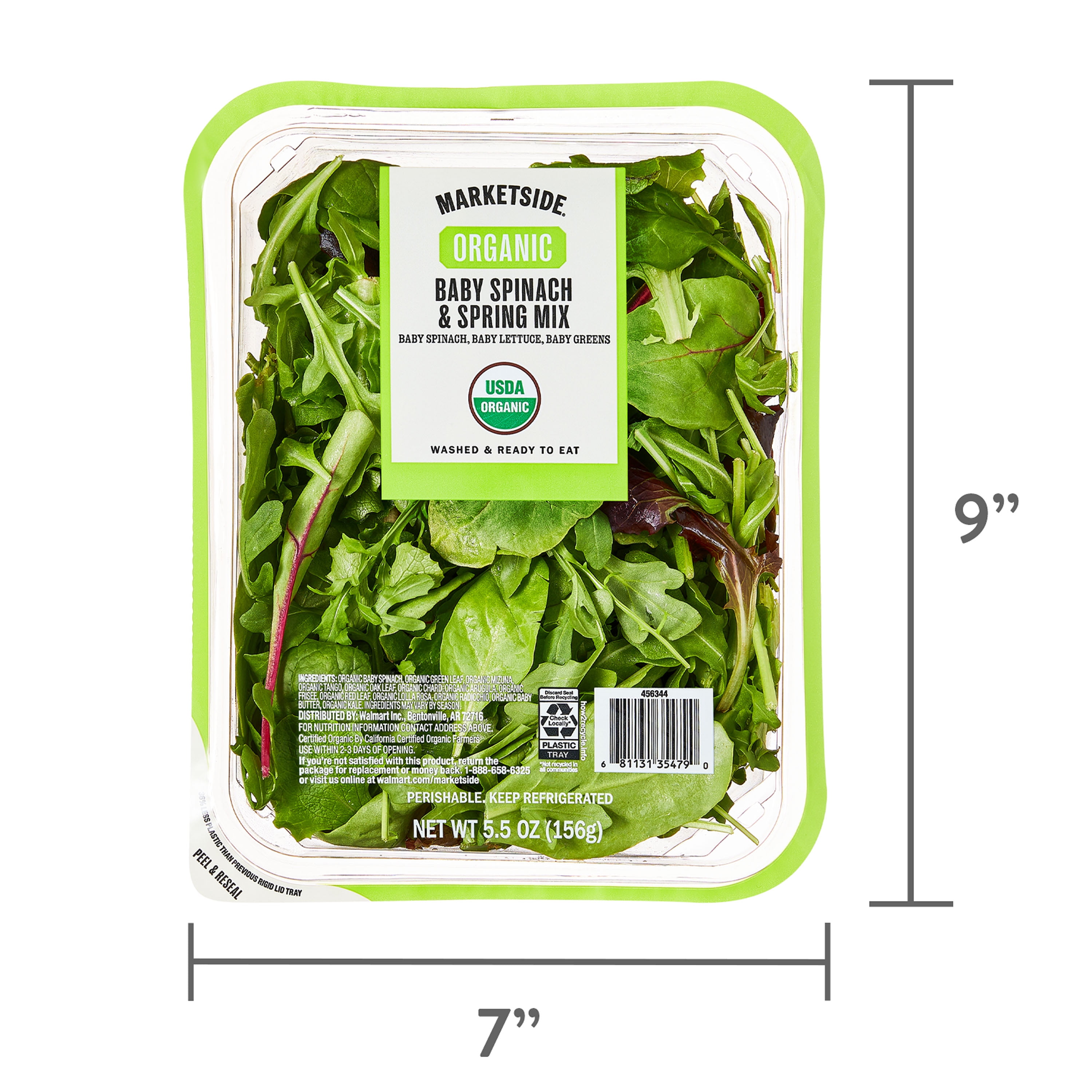 Marketside Organic Fresh Spinach and Spring Mix, 5.5 oz