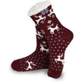 thumbnail image 4 of Gilbins Winter-Weight Thermal Thick Knit Fleece-Lined Cozy Sherpa Lined Fuzzy Slipper Socks With Grippers (Reindeer Snowflakes 3 Pack), 4 of 4
