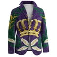 thumbnail image 5 of 2026 Domzest Mardi Gras Blazer Men Carnival Graphic Button Suit Jackets Loose Fit Holiday Party Corduroy Blazers Autumn Casual Warm Jackets Purple L, 5 of 5