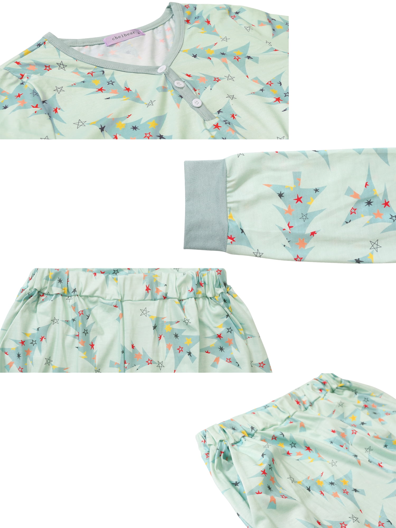 Unique Bargains Christmas Sleepwear Long Sleeve Tee with Pants Lounge Family Pajama Sets 2XL Women