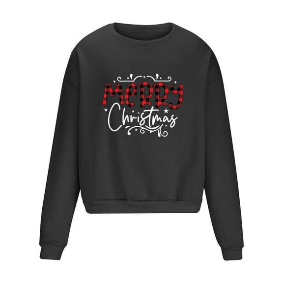 Penkiiy Men's Crew Neck Merry Christmas Sweatshirt Pullover Long Sleeve Top Black
