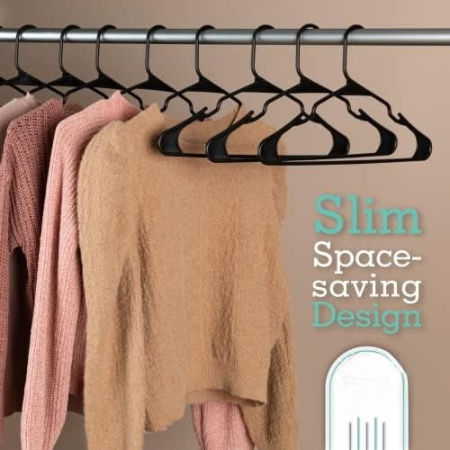 Plastic Hangers, 35 Pack, Slim, Space Saving, Heavy Duty, Notched, Durable, Thick, Tough, Black