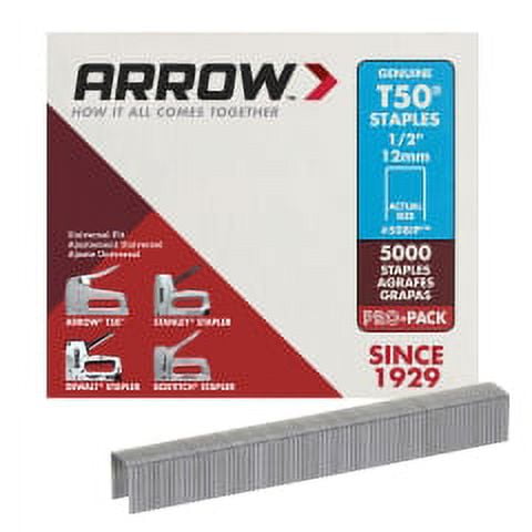 Arrow Fastener Arrow Fastener - 508IP - T50 3/8 in. W x 1/2 in. L 18 Ga. Flat Crown Heavy Duty Staples - 5000/Pack