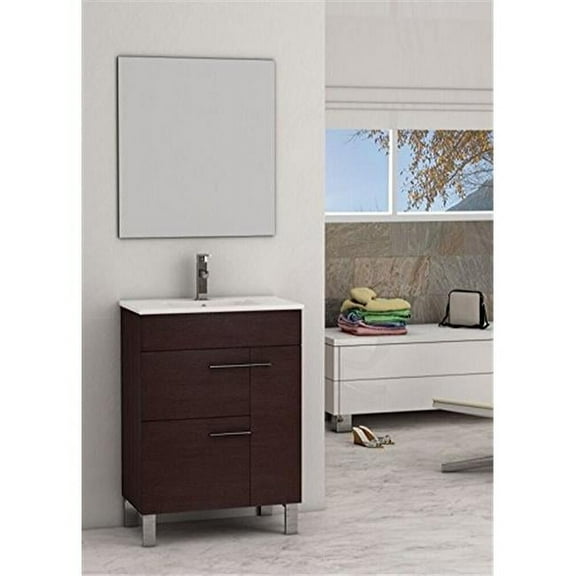Eviva Cup 24" Wenge (Dark Brown) Modern Bathroom Vanity with White Integrated Porcelain Sink