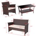 thumbnail image 3 of Costway 4 PCS Outdoor Patio Rattan Furniture Set Wicker Sofa Table Shelf Cushion, 3 of 10