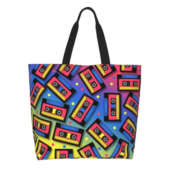 Easygdp Vintage Audio Cassettes Bolsas Tote para Mujer, Bolsos de Hombro para Viaje, Bolsos de Mano de Gran Capacidad para Compras y Trabajo