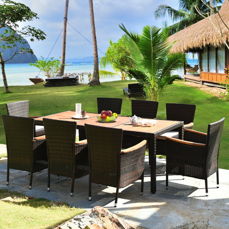 Gymax 9pcs Rattan Patio Dining Set W 8, Outdoor Patio Dining Furniture Canada