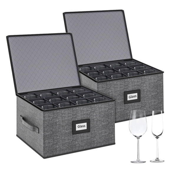 Caja de almacenamiento para copas de vino Aokeyee, 2 unidades, gris, con separadores