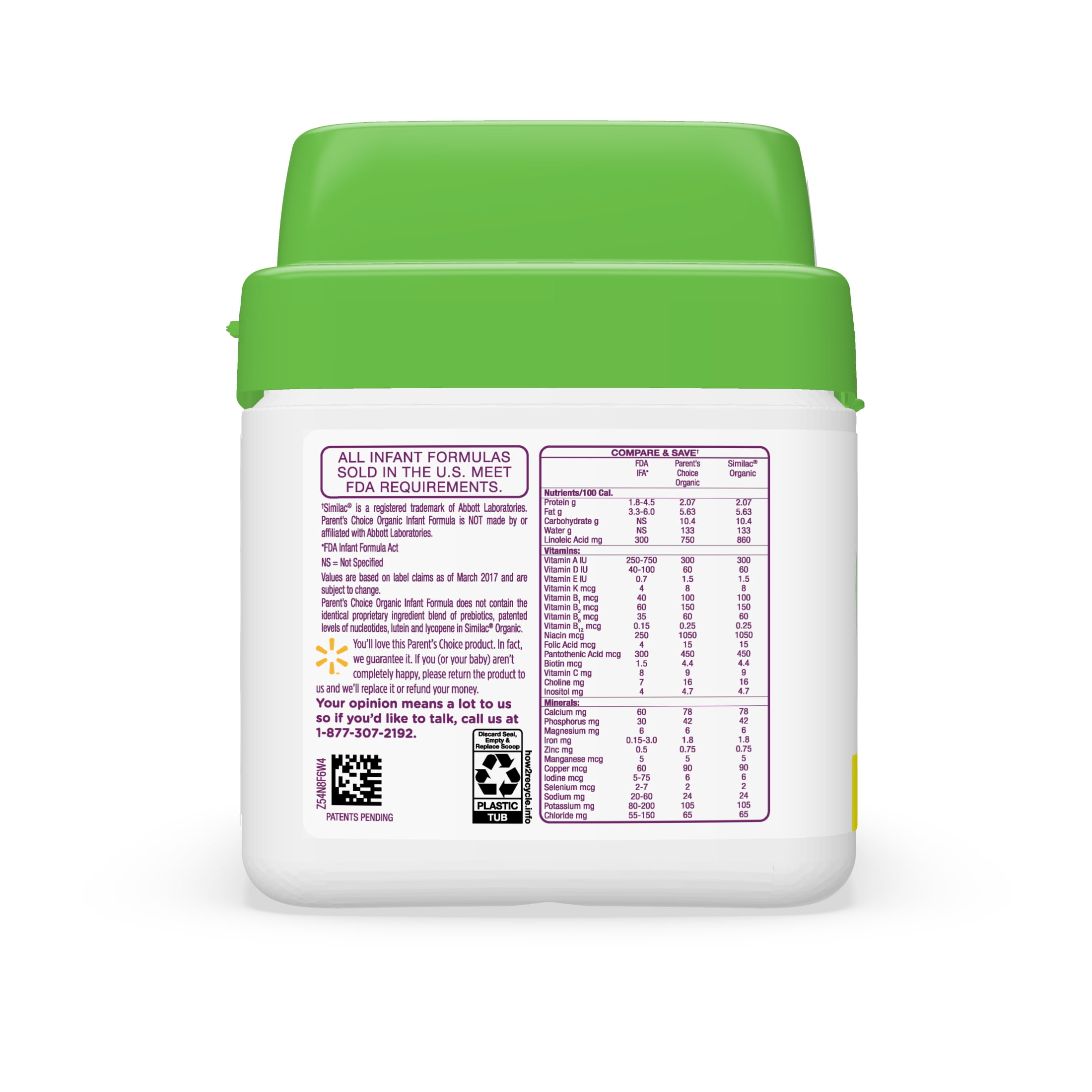 Parent's Choice Organic GMO-Free Gluten-Free Powder Baby Formula