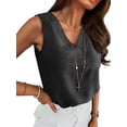 thumbnail image 3 of ANRABESS Women's Textured V Neck Tank Top Summer Work Office Blouses Sleeveless Loose Dressy Tunic Shirts Business Casual Outfits Black L, 3 of 10