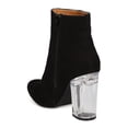 thumbnail image 3 of New Women Qupid Ranker-01 Faux Suede Pointy Toe Lucite Block Heel Bootie, 3 of 5
