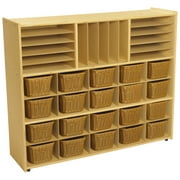 Childcraft ABC Furnishings Storage Unit, 3 Shelves, Cubbies With Inserts, 20 Baskets, 48 x 13 x 40 Inches