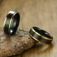 thumbnail image 4 of 6mm Black Tail Ring for Men Women's Stainelss Steel Gold/Rainbow Color Line Ring, 4 of 9