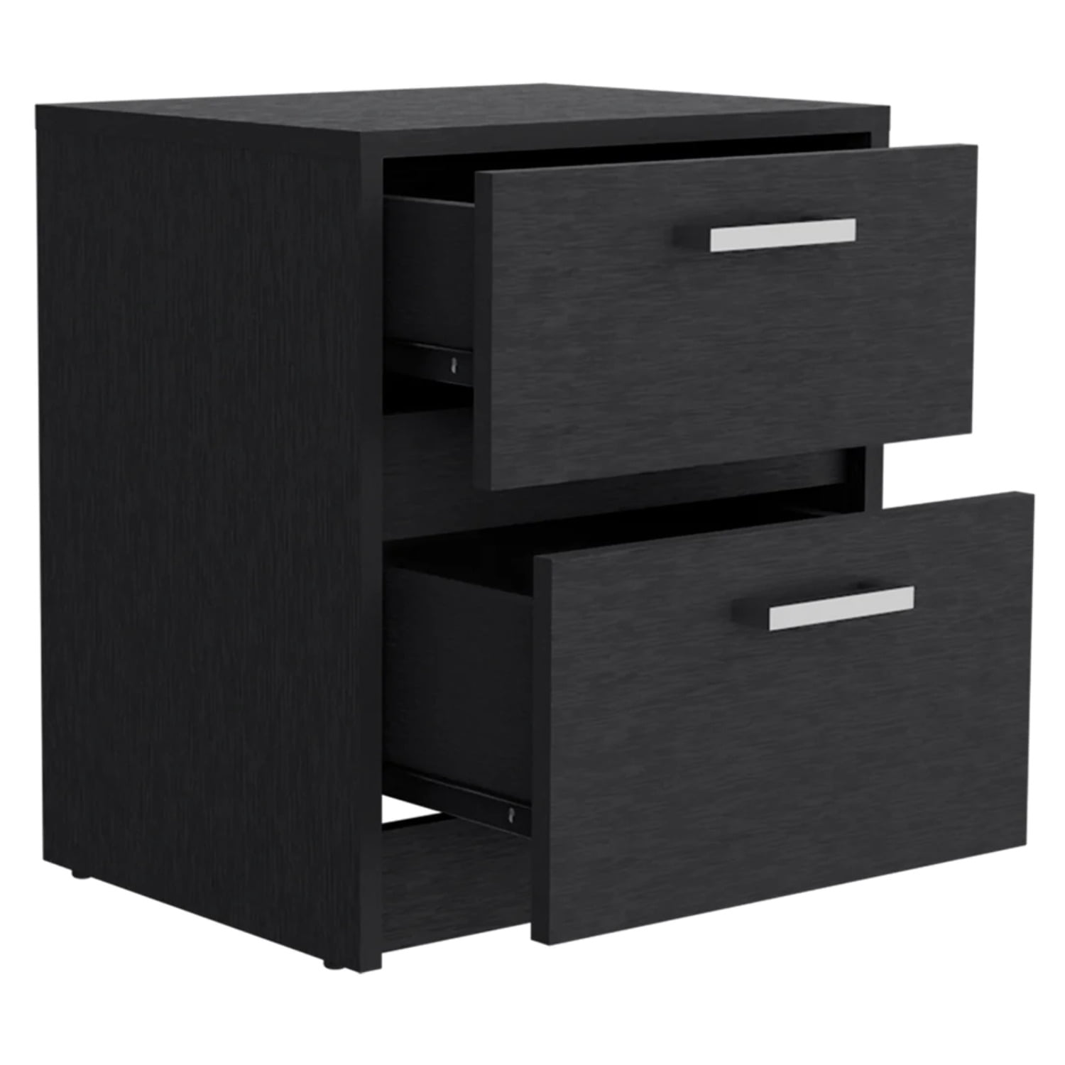 HomeRoots 19 in. Two Drawer Faux Wood Nightstand, Black