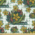 thumbnail image 2 of Snail Fabric by the Yard Upholstery, Autumn Nature Inspired Ethnic Cartoon Flowers Leaves Filled Ornamented Insects, Decorative Fabric for DIY and Home Accents, White Multicolor by Ambesonne, 2 of 5