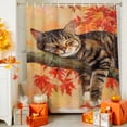 thumbnail image 4 of Shower Curtain 36"W x 78"L Autumn Thanksgiving Asleep Cat Maple Leaves Fabric Shower Curtains Set with Hooks Water Repellent Bathroom Curtains Machine Washable Bathroom Accessories, 4 of 6