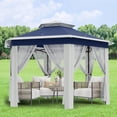thumbnail image 3 of Gazebo Escamotable 13 X 13 Pi, Tente Extérieure Instantanée à un Clic avec Moustiquaire, 3 Hauteurs Réglables, Cadre Robuste, Sac à Roulettes, 3 of 6