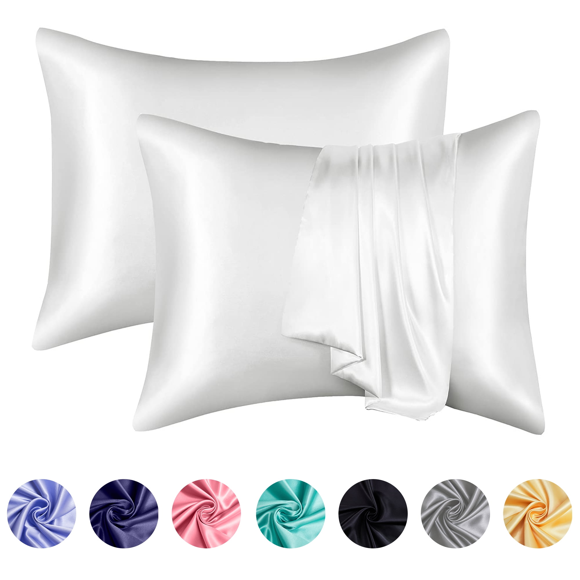 ANMINY Satin Pillowcase Set of 2 Standard Silk Bedding Pillowcases 26