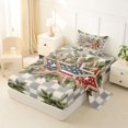 thumbnail image 2 of Manfei Stars American Flag Twin Sheets,Green Leaf Checkered Bedding,Green Gray,3pcs,1 Fitted Sheet and 1 Pillowcase, 2 of 6