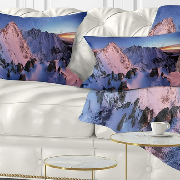 Designart Slovakia Tatras Winter Mountains - Landscape Printed Throw Pillow - 12x20