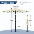 thumbnail image 2 of Garvee 10 ft Patio Table Umbrella, 8 Sturdy Ribs, Crank Lift & Push Button Tilt, Tan & White Stripes, 2 of 6