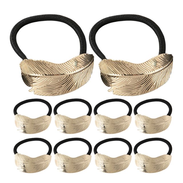 WHAMVOX 10Ud Metal Ponytail Hair Cuffs Dorados Con Hoja Para Eventos Y Uso Diario