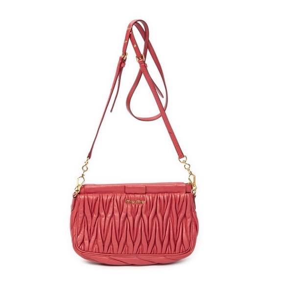 Pre-Owned Miu Miu Red Mini Frame Clutch Shoulder Bag Nappa Matelasse Leather