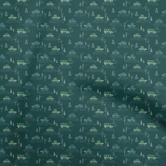 oneOone Viscose Chiffon Teal Green Fabric Car Sewing Fabric By The Yard Printed Diy Clothing Sewing Supplies 42 Inch Wide