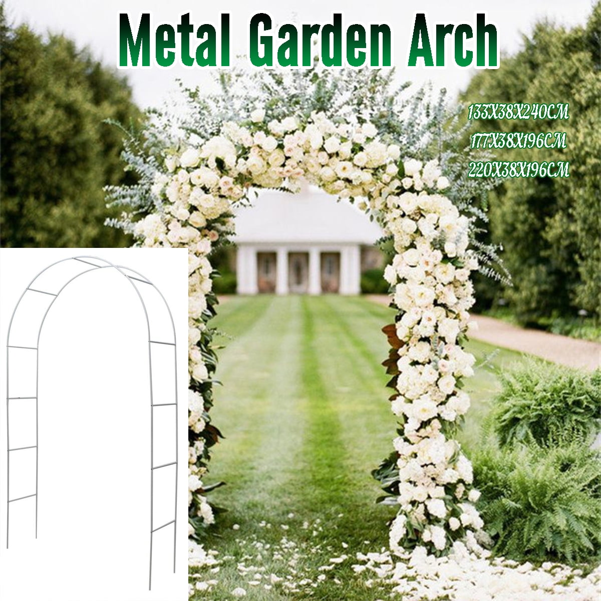 Lightweight Arch Flower Stand for Roses Climbing Plants Support Archway Garden Decoration ，140x38x240cm Black Metal Garden Arch