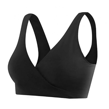 Baywell Nursing Sleep Bra Breastfeeding Bras Wireless Maternity Wide Band Shoulder Straps Bra Black 38/85CD 40/90ABC