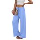 thumbnail image 5 of Pantalones de Lino Mujeres de Verano de Color Sólido Estirado-Cintura Casual Pantalones Rectos con Mezcla de Lino de Algodón Suave, Pantalones Transpirables de Longitud de Tobillo para Diario, 5 of 8