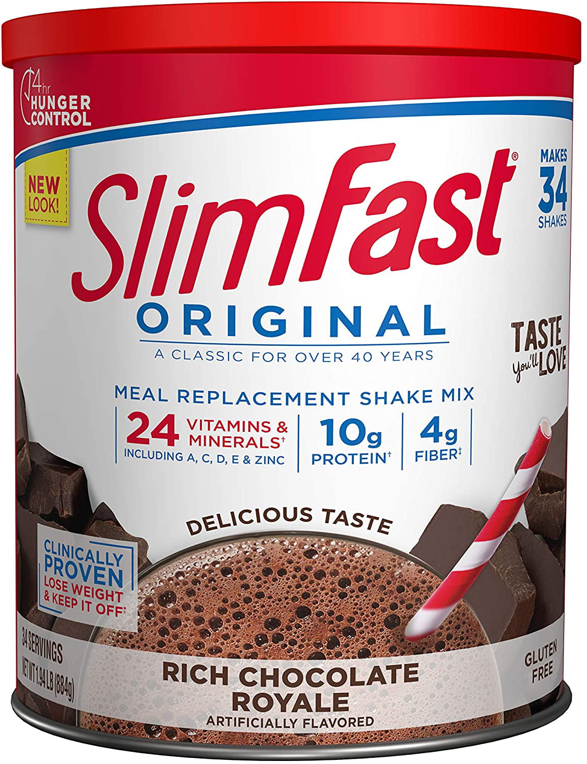 SlimFast Original Rich Chocolate Royale Meal Replacement Shake Mix &ndash; Weight Loss Powder &ndash; 31.18 Oz Canister &ndash; 34 Servings