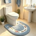 thumbnail image 7 of PONPRNGY Soft Floral Non-Slip Toilet Contour Rug, Contour Bath Rug, Soft Shaggy U-Shaped Toilet Floor Mat for Bathroom, Blue, 7 of 7