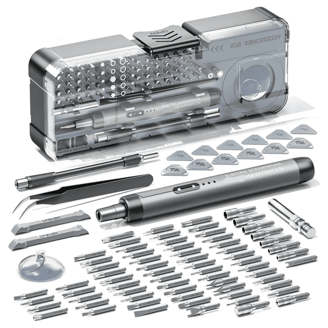 Kit De Destornillador Eléctrico Precisión Inalámbrico 88 Pcs, MaluberoGris