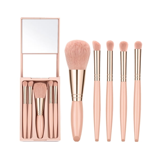 travel makeup brush set,travel small makeup brush set, makeup brush travel case, mini makeup brushes travel set (Apricot)