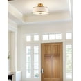 thumbnail image 6 of Kira Home Zoey 18" Modern Gold Semi Flush Mount with White Tapered Fabric Shade, 3-Light Ceiling Light, Warm Brass, 6 of 8