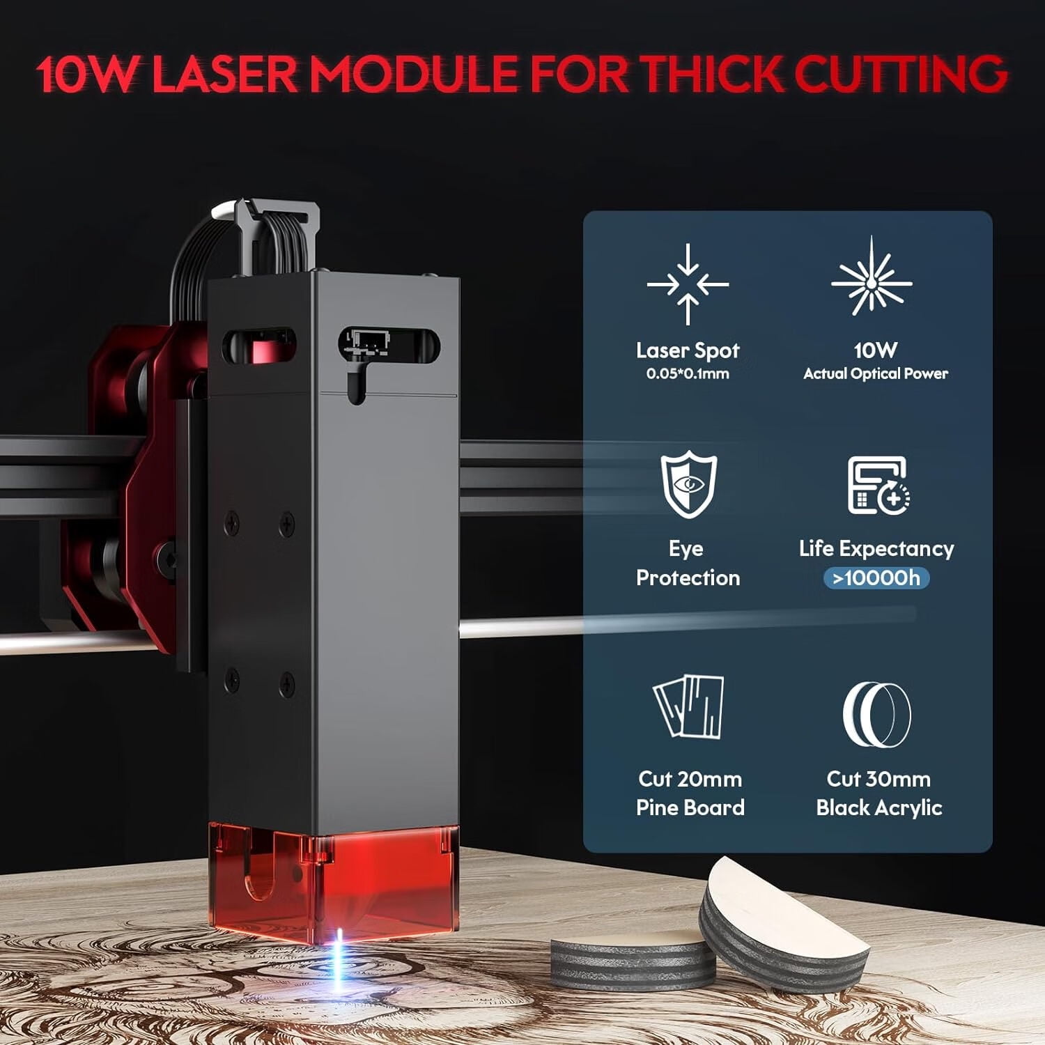 Algo DIY KIT Engraver Machine 10W Output Power, Engraving Machine High Precision Cutter and Engraver for Wood and Metal, Paper, Acrylic, Glass, Leather etc, App Offline Control
