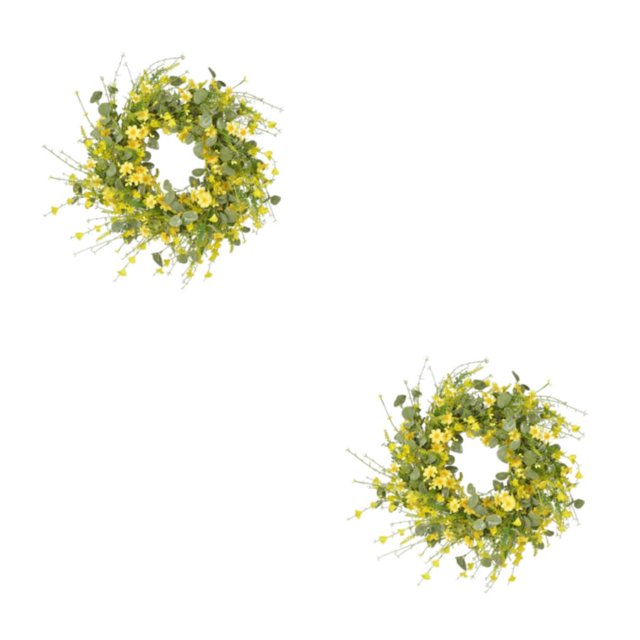 yingyy 1/2/3/5 Artificial Plastic Flower Wreath Simulation Daisy Garland Spring Rattan Hoop Large Decor Front Door Home Wedding 2PCS