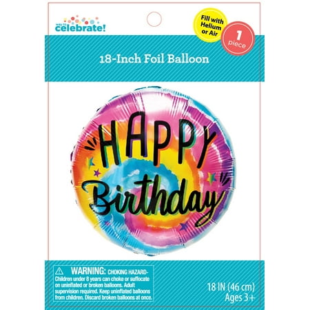 Way To Celebrate! 1CT Tie Dye Round Foil Balloon, 18inch